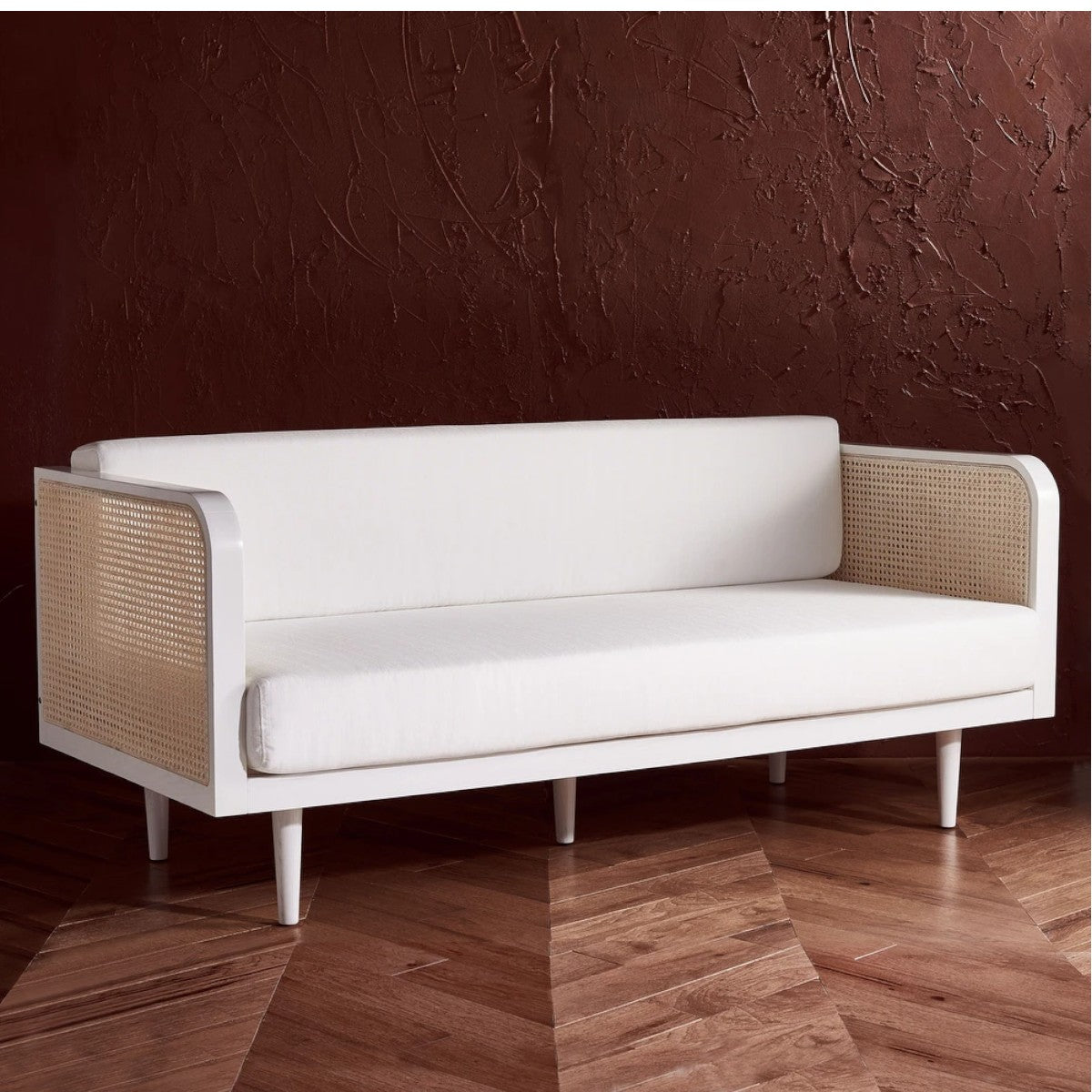Lia Teak Wood & Rattan 3 Seater Sofa