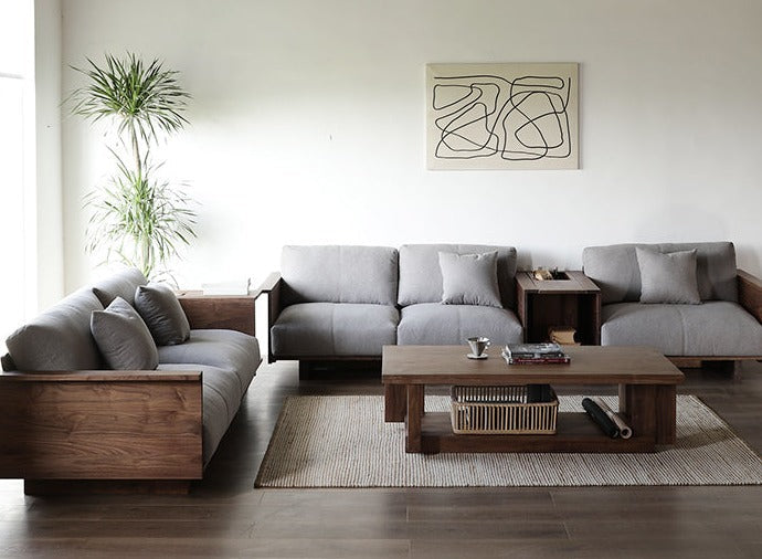 Mazonvintage-Japandi Heavy Design Solid Black Walnut Wood Coffee Table