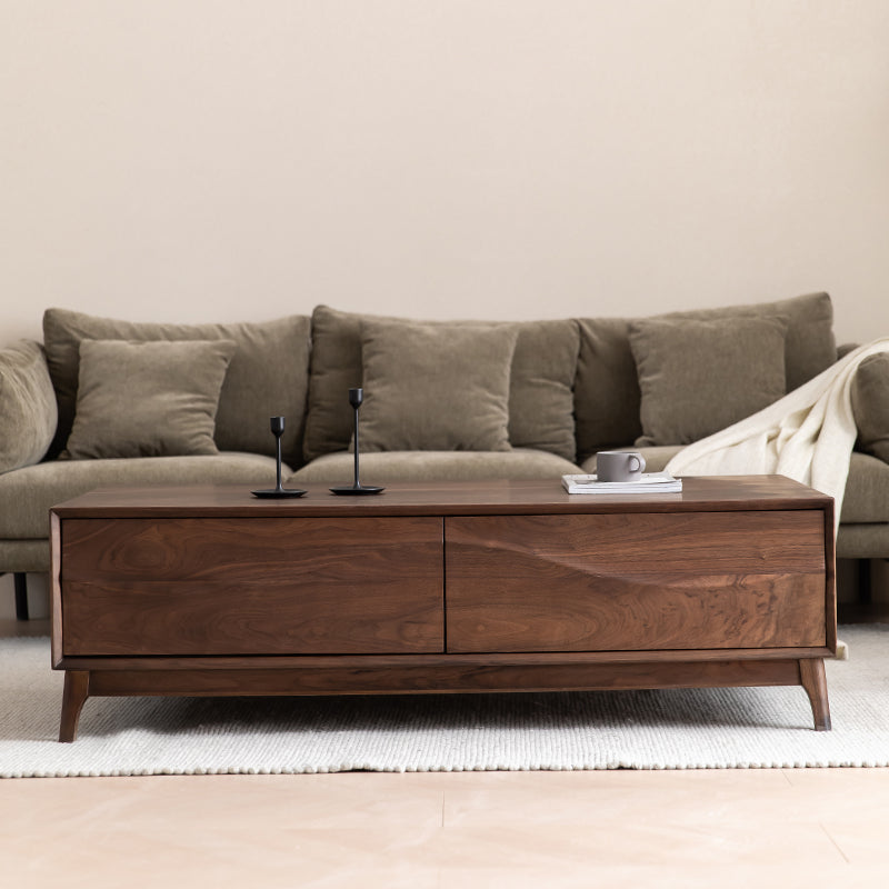 Mazonvintage-Visionary Wave Design Solid Black Walnut Wood Coffee Table