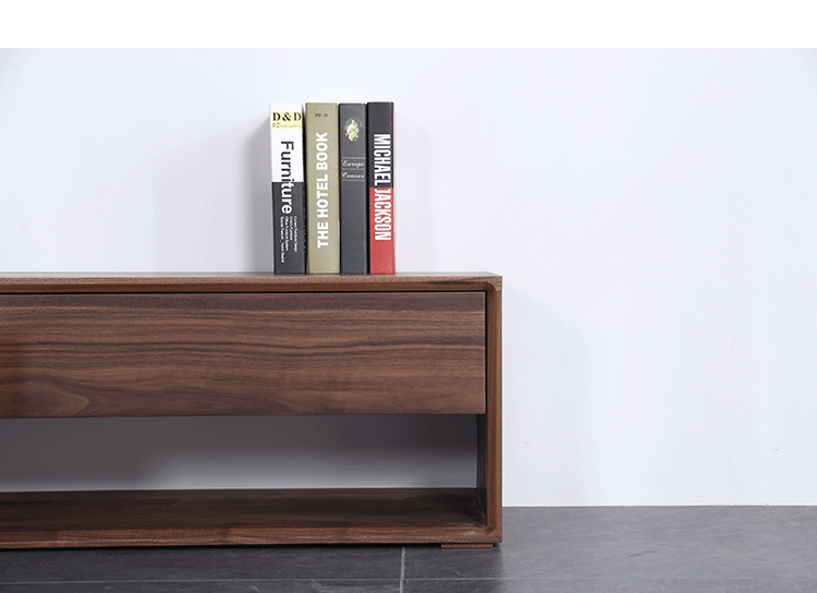 Mazonvintage-Forte Simple Design Solid Black Walnut Wood Bench with 2 Drawers