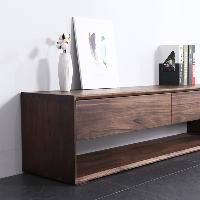 Mazonvintage-Forte Simple Design Solid Black Walnut Wood Bench with 2 Drawers