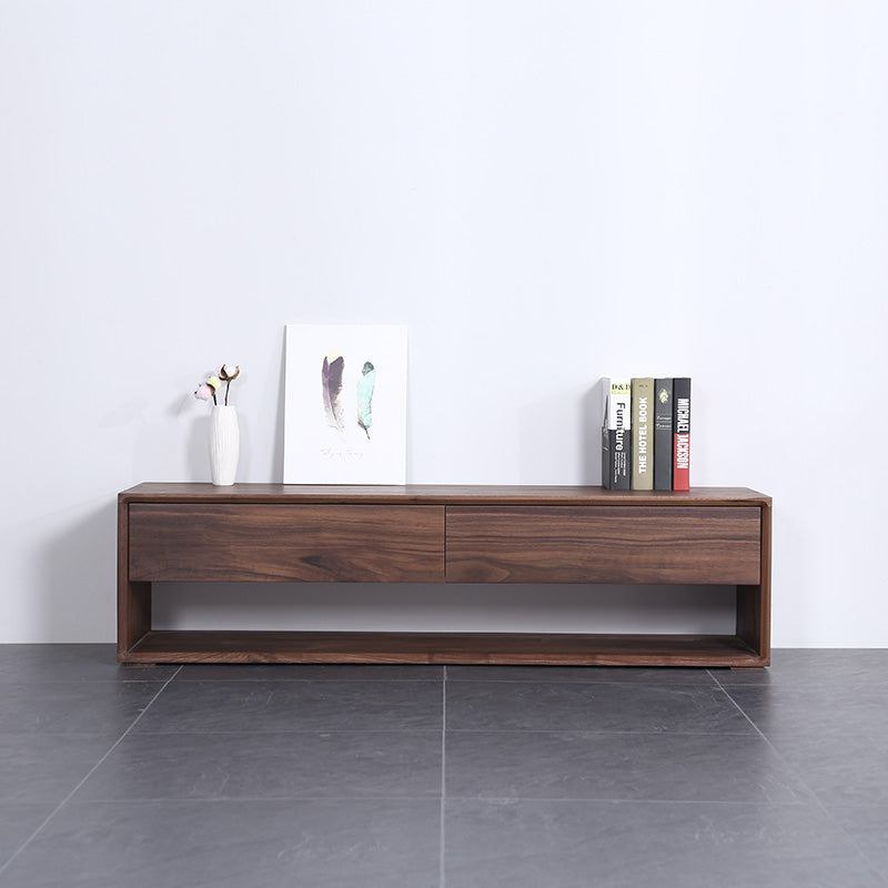 Mazonvintage-Forte Simple Design Solid Black Walnut Wood Bench with 2 Drawers