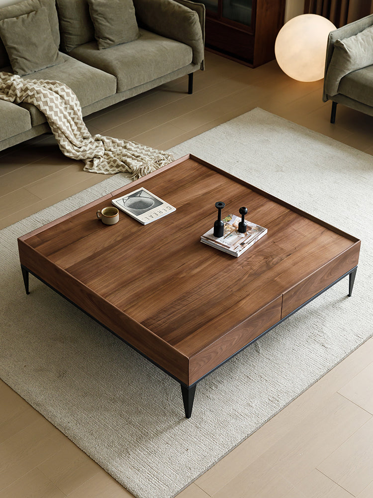 Mazonvintage-TimberWave Large Square Real Walnut Wood Coffee Table