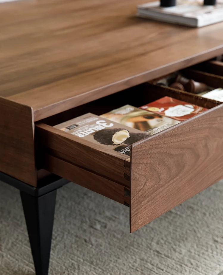 Mazonvintage-TimberWave Large Square Real Walnut Wood Coffee Table