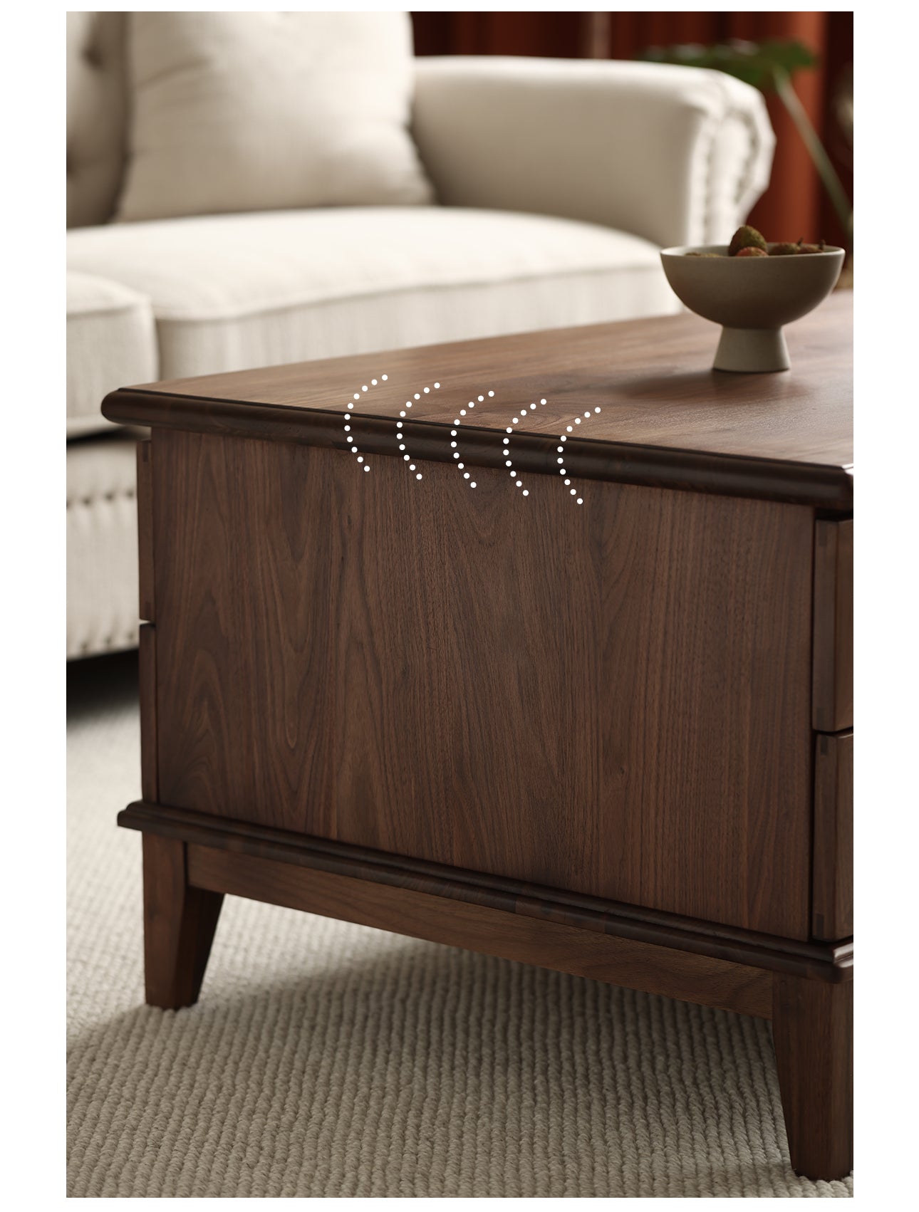 Mazonvintage-American Multi-Drawers Black Walnut Wood Coffee Table