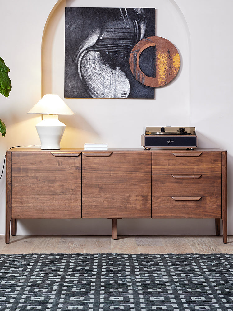 Mazonvintage-Sophisticated Chic Black Walnut Wood Sideboard