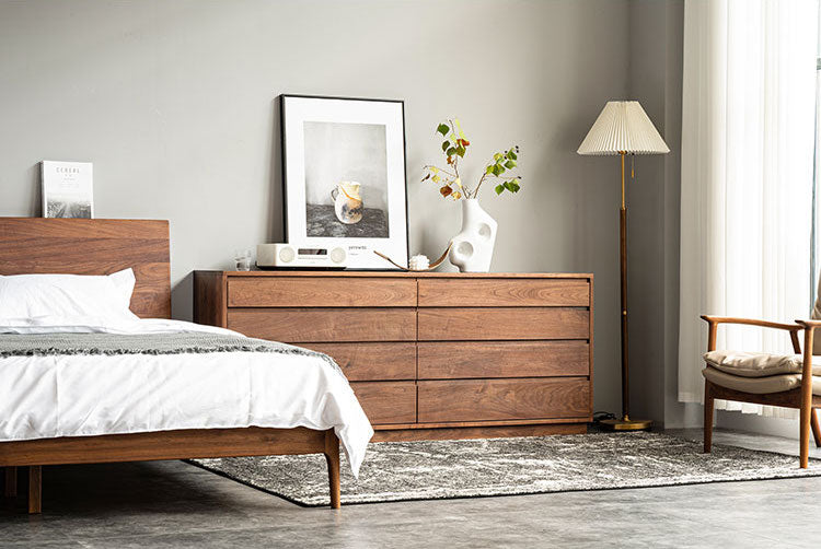 Mazonvintage-Bespoke Beauty 8-Drawer Walnut Wood Dresser