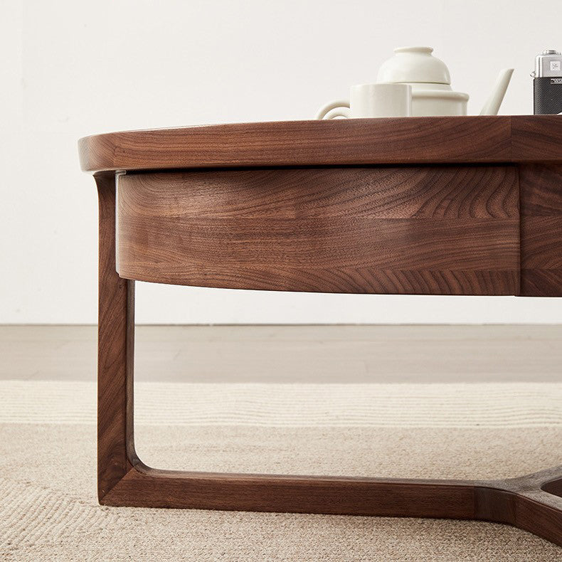 Mazonvintage-Three-Pronged Leg Black Walnut Wood Round Coffee Table