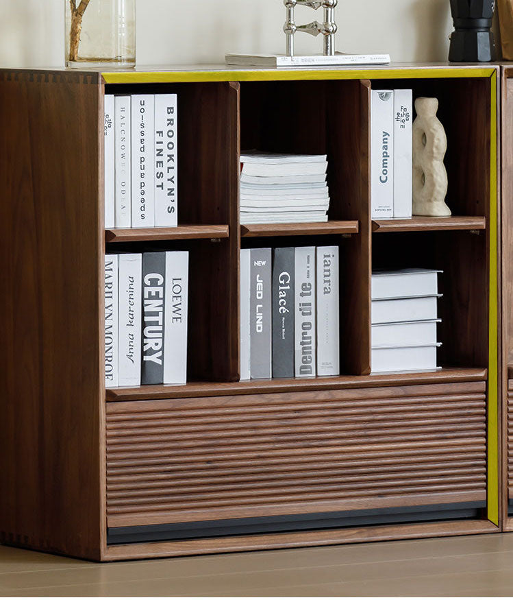 Mazonvintage-Crescendo Solid Walnut Wood Cube Bookcase
