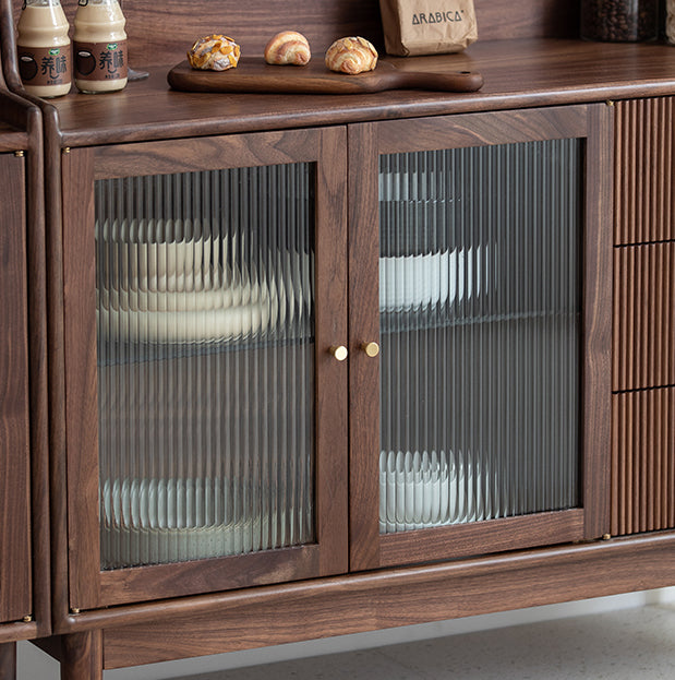 Mazonvintage-Solstice Modern Open Space Walnut Kitchen Cabinet