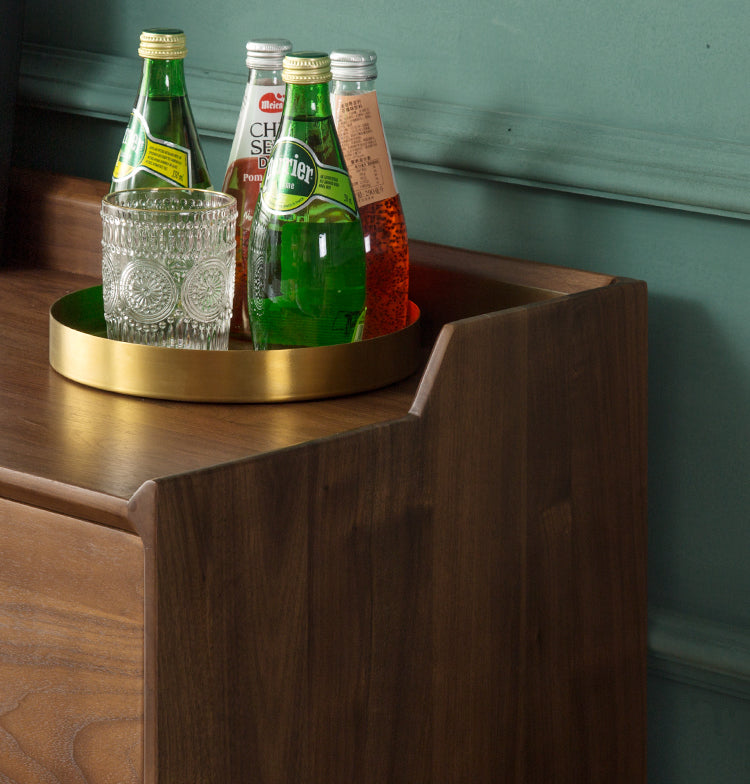Mazonvintage-Minimalism Solid American Black Walnut Wood Kitchen Cabinet