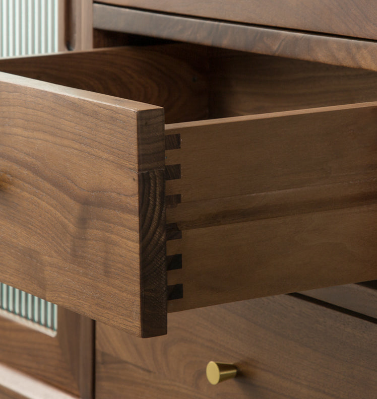 Mazonvintage-Minimalism Solid American Black Walnut Wood Kitchen Cabinet