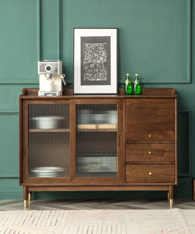 Mazonvintage-Minimalism Solid American Black Walnut Wood Kitchen Cabinet