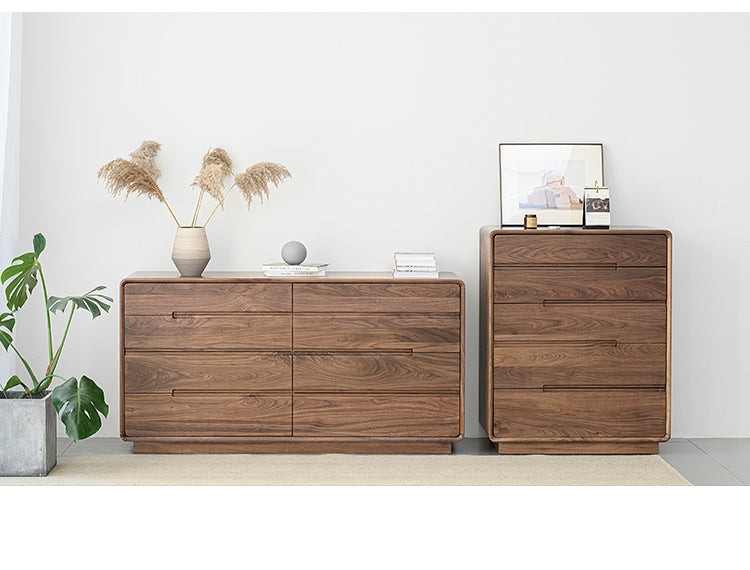 Mazonvintage-Solid Walnut Wood Recessed Concealed Handle Dresser