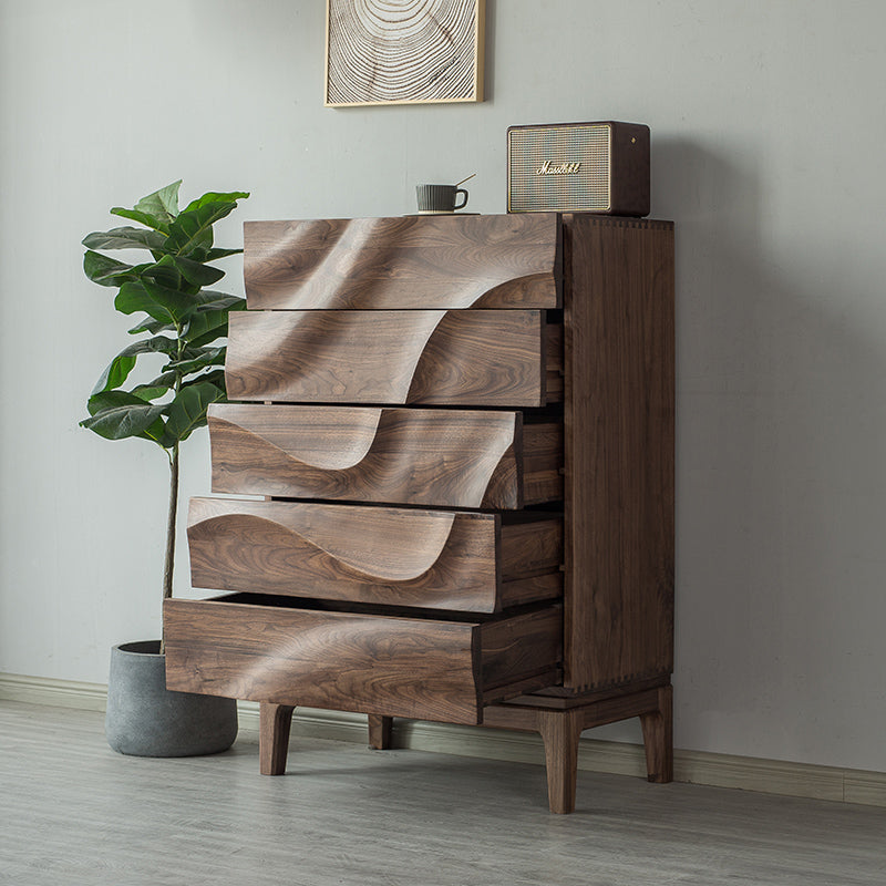 Mazonvintage-Lush Wave Layer Solid Walnut Wood Dresser