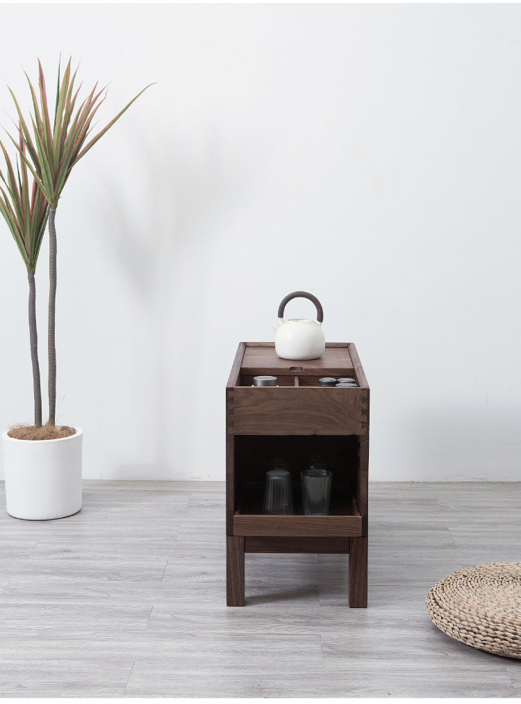 Mazonvintage-Elemental Solid Black Walnut Tea and Small Things Side Table