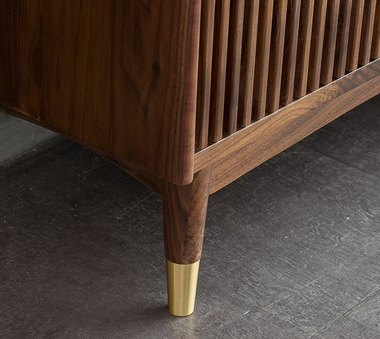 Mazonvintage-Black Walnut Wood Louver Grille Cupboard