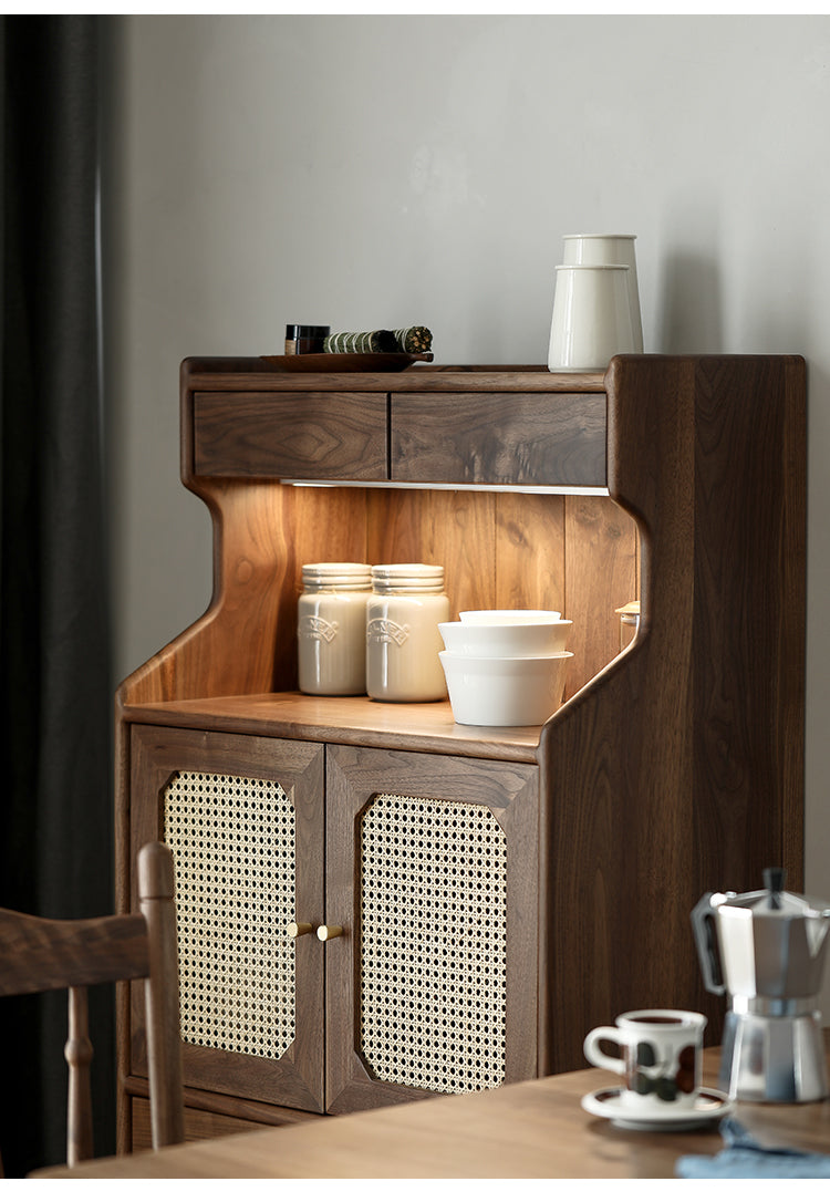 Mazonvintage-French Multi-Layers Solid Wood Cabinet with Rattan Door