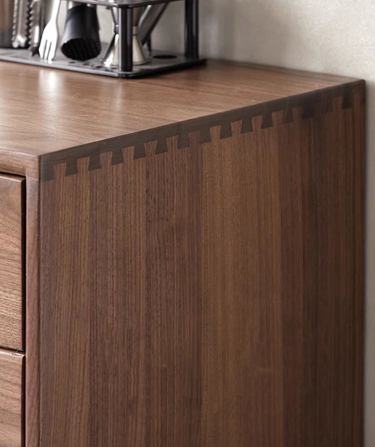 Mazonvintage-Glamour Multi-Drawers Black Walnut Wood Sideboard