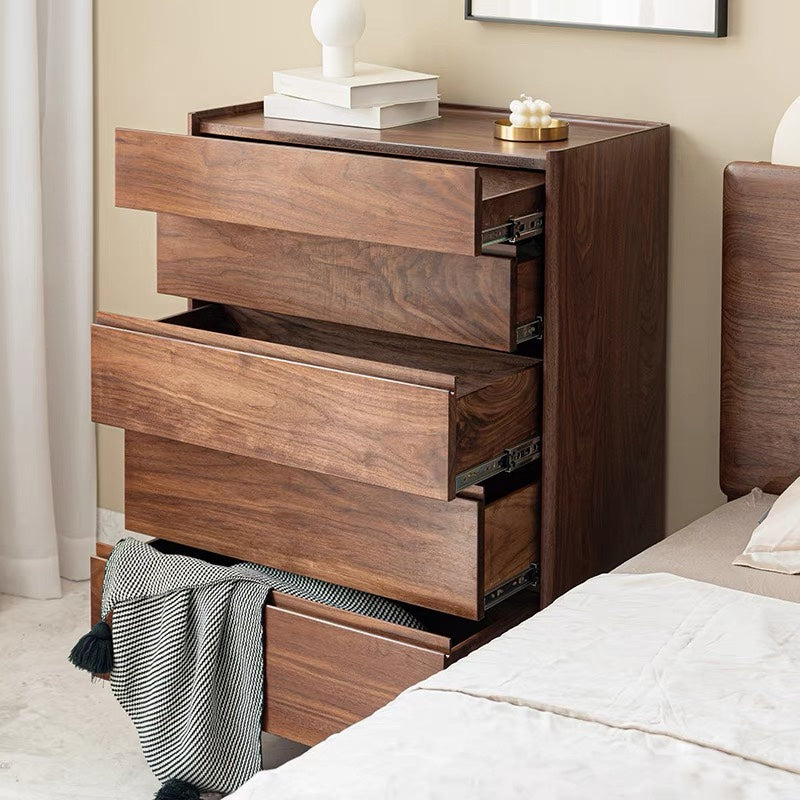 Mazonvintage-Layer Upon Layer in Balance Solid Walnut Wood Dresser with 5 Drawers