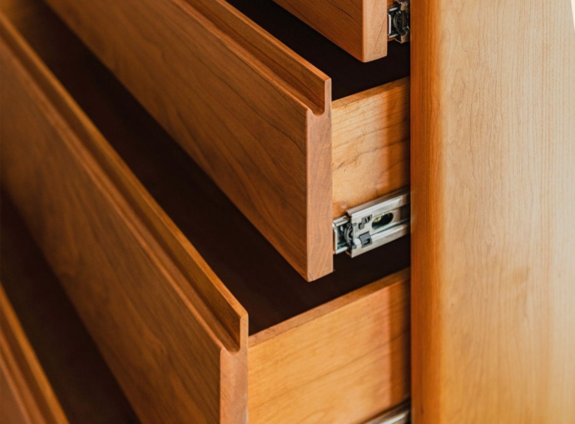Mazonvintage-Layer Upon Layer in Balance Solid Walnut Wood Dresser with 5 Drawers