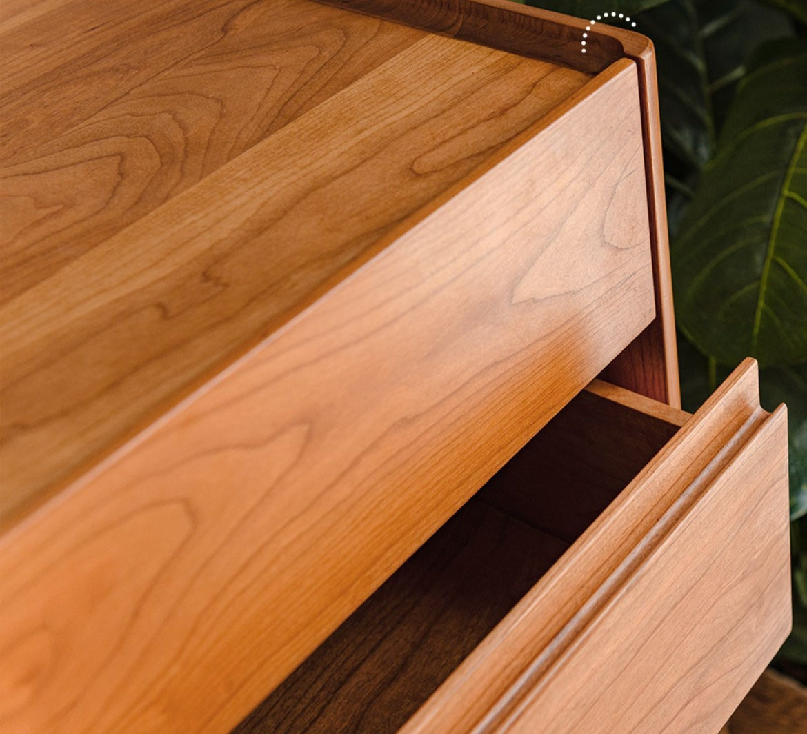 Mazonvintage-Layer Upon Layer in Balance Solid Walnut Wood Dresser with 5 Drawers