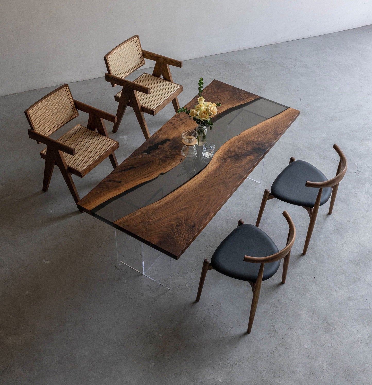 Mazonvintage-Custom solid America walnut Epoxy Resin River Table