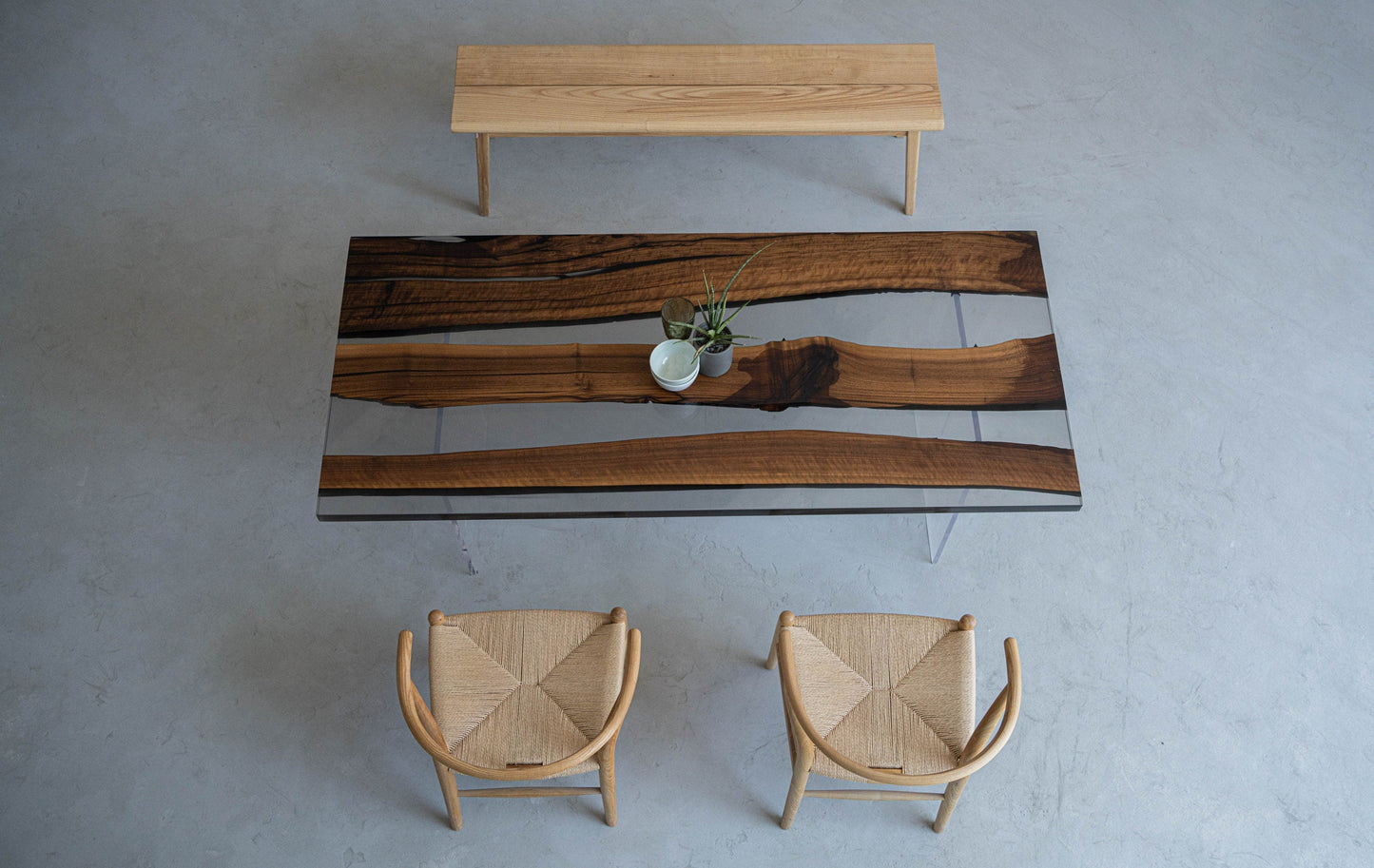Mazonvintage-Epoxy Horizon Black Walnut Wood Table