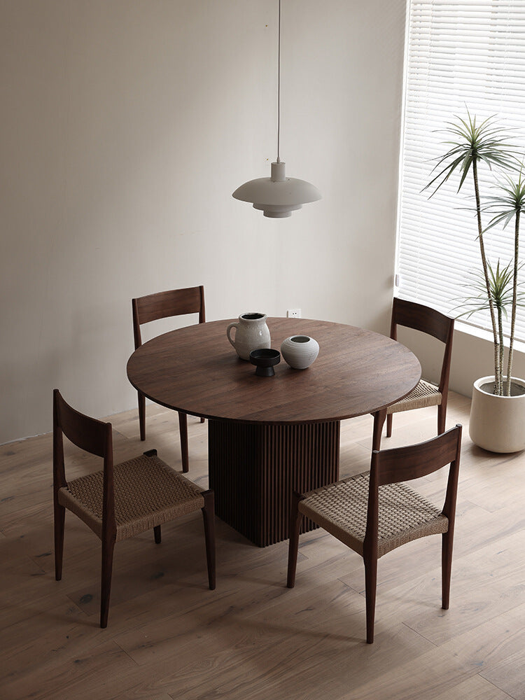 Mazonvintage-Mid-Century Blinds Design Black Walnut Wood Round Table