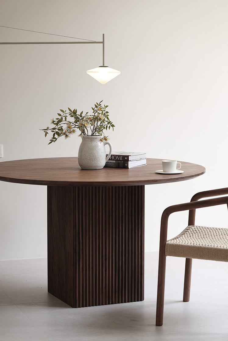 Mazonvintage-Mid-Century Blinds Design Black Walnut Wood Round Table
