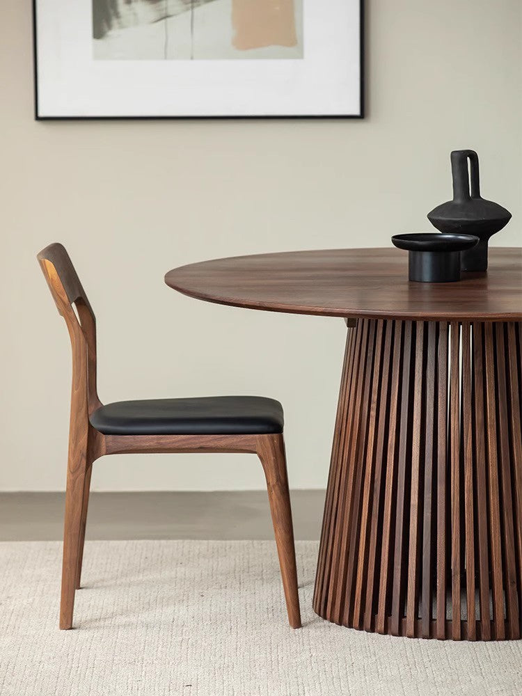 Mazonvintage-Modern Fence Lines Black Walnut Wood Round Table