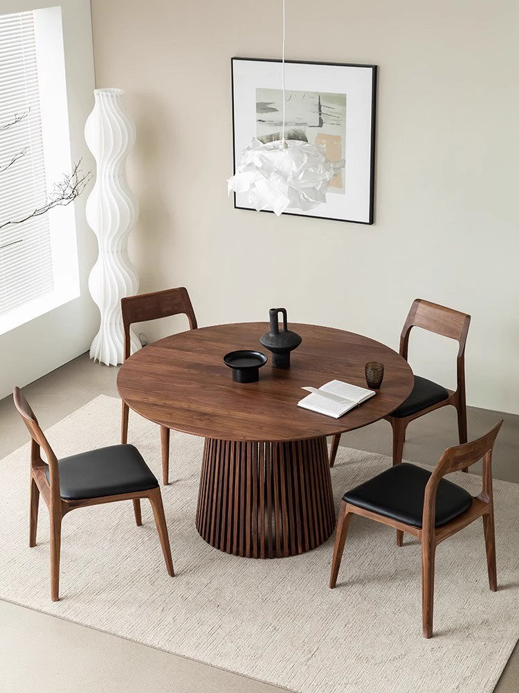 Mazonvintage-Modern Fence Lines Black Walnut Wood Round Table
