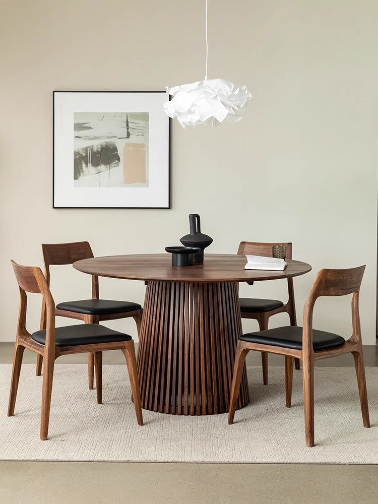 Mazonvintage-Modern Fence Lines Black Walnut Wood Round Table