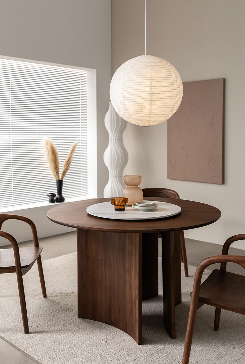 Mazonvintage-Contemporary Three Curve Leg Solid Walnut Wood Round Table