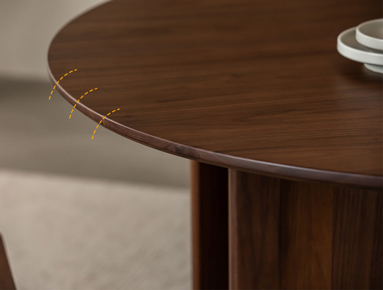 Mazonvintage-Contemporary Three Curve Leg Solid Walnut Wood Round Table