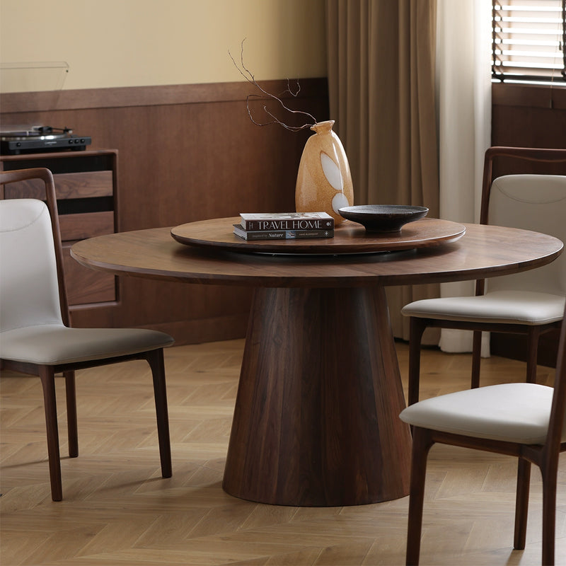 Mazonvintage-Prestige Workspace Black Walnut Wood Round Table