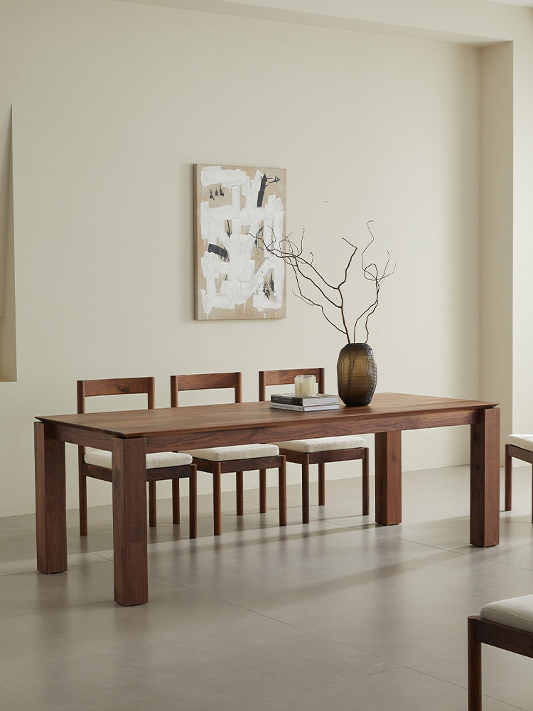 Mazonvintage-Haven Black Walnut Wood Table with Square Legs