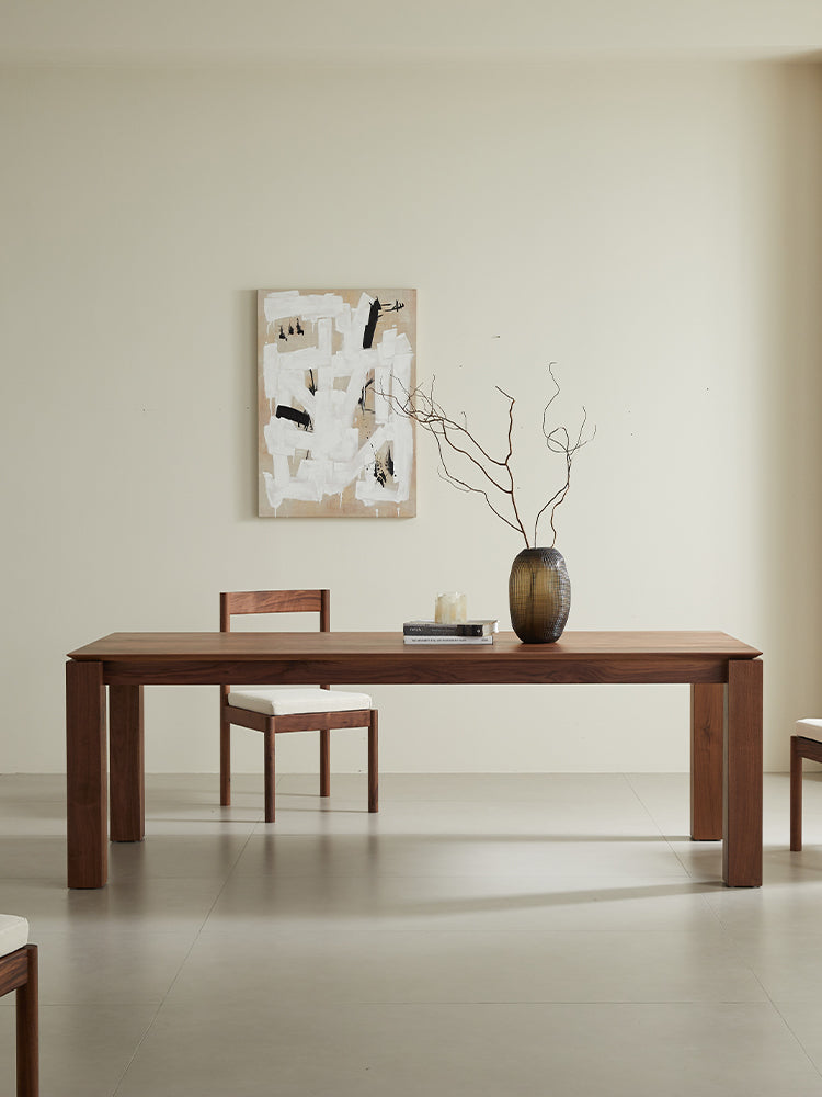Mazonvintage-Haven Black Walnut Wood Table with Square Legs