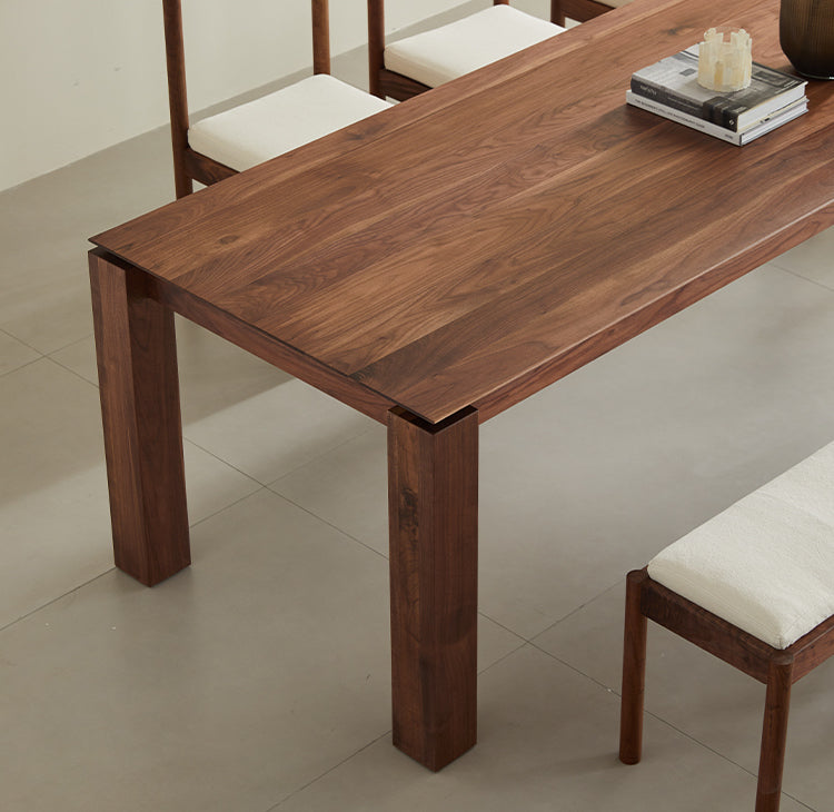 Mazonvintage-Haven Black Walnut Wood Table with Square Legs