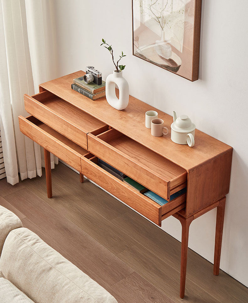 Mazonvintage-Oasis Antique 4 Drawers Solid Cherry Wood Console Table