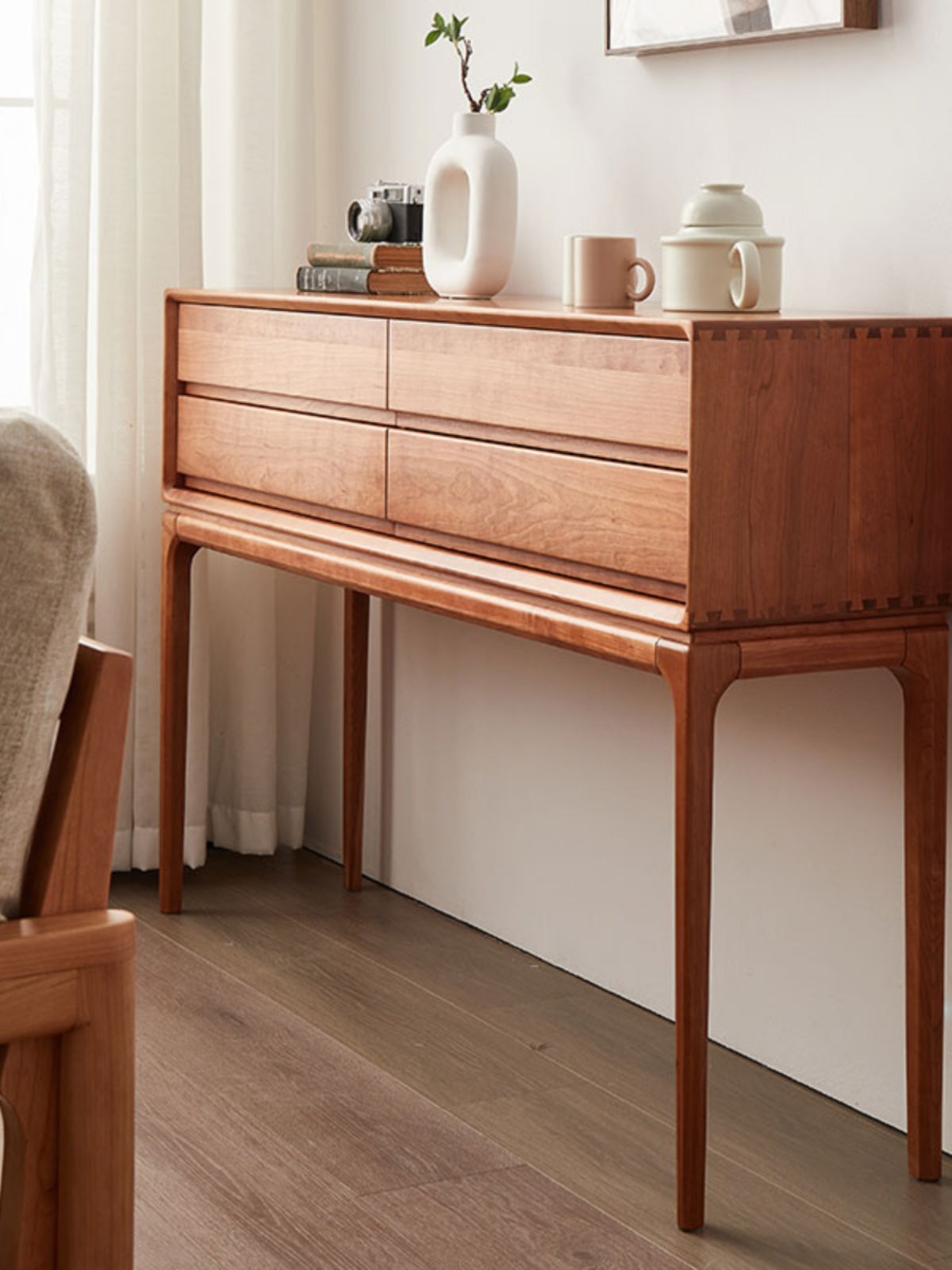 Mazonvintage-Oasis Antique 4 Drawers Solid Cherry Wood Console Table