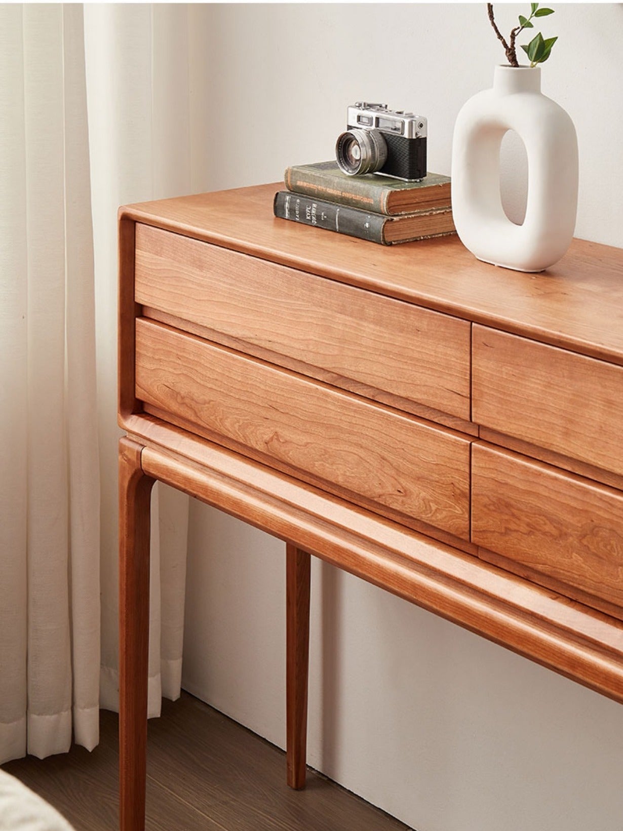 Mazonvintage-Oasis Antique 4 Drawers Solid Cherry Wood Console Table