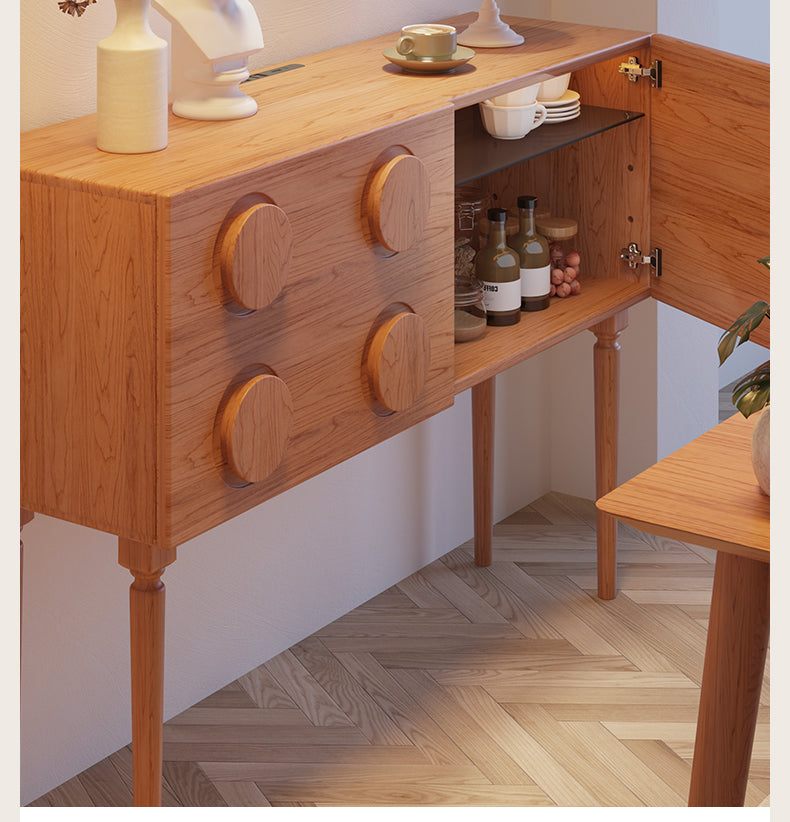 Mazonvintage-Nexus Eight Circle Point Design Cherry Wood Console Table