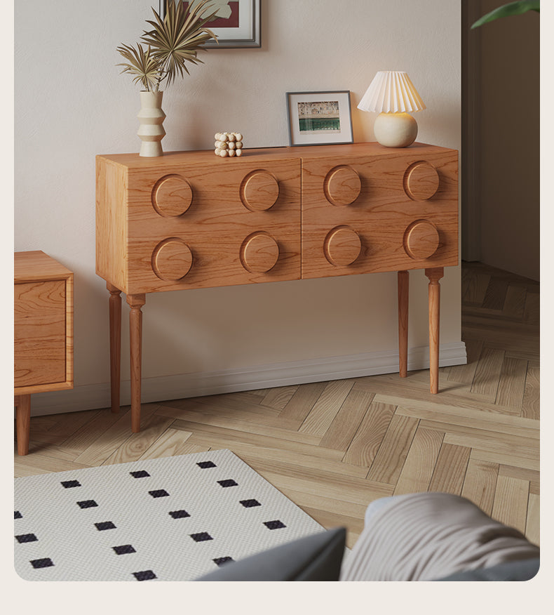 Mazonvintage-Nexus Eight Circle Point Design Cherry Wood Console Table