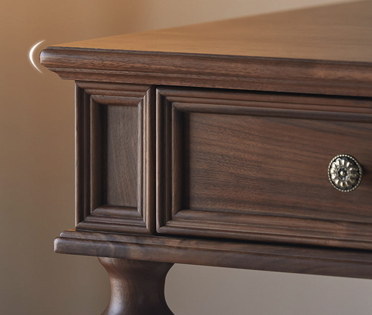 Mazonvintage-Citrine American Black Walnut Wood Desk with Turned Legs