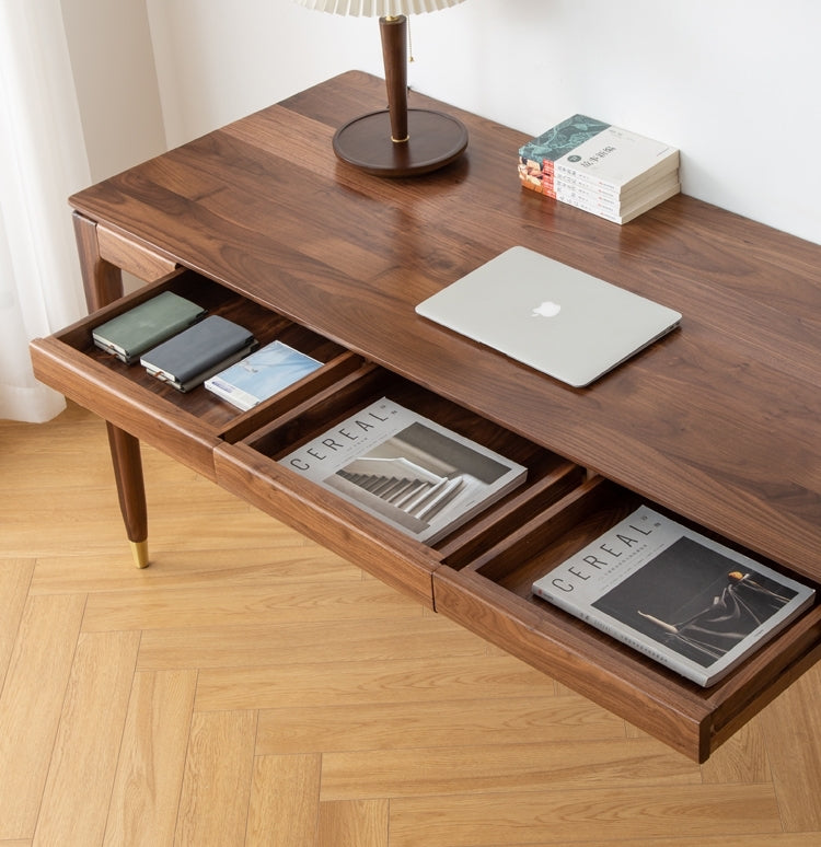 Mazonvintage-Clean Lines Modern Workspace Walnut Wood Standing Desk