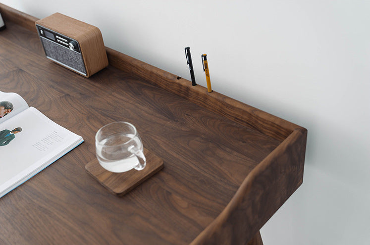 Mazonvintage-Minimalist Nook Workstation Black Walnut Wood Desk