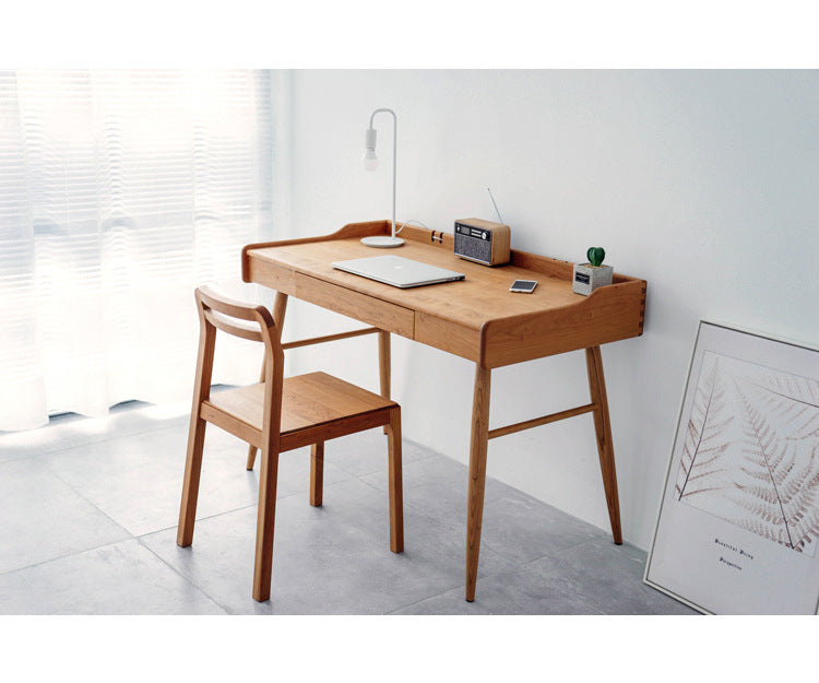 Mazonvintage-Minimalist Nook Workstation Black Walnut Wood Desk