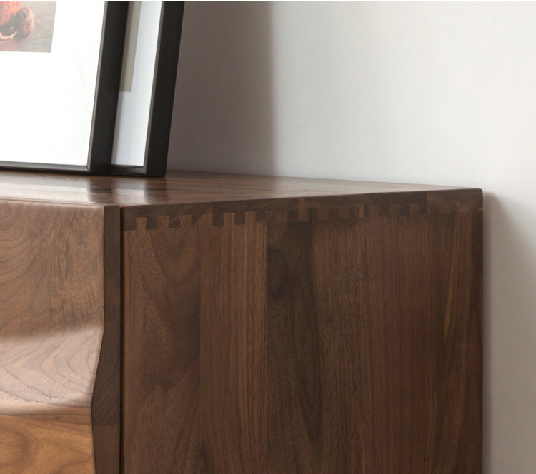 Mazonvintage-Sleek Gloss Black Walnut Wood TV Stand