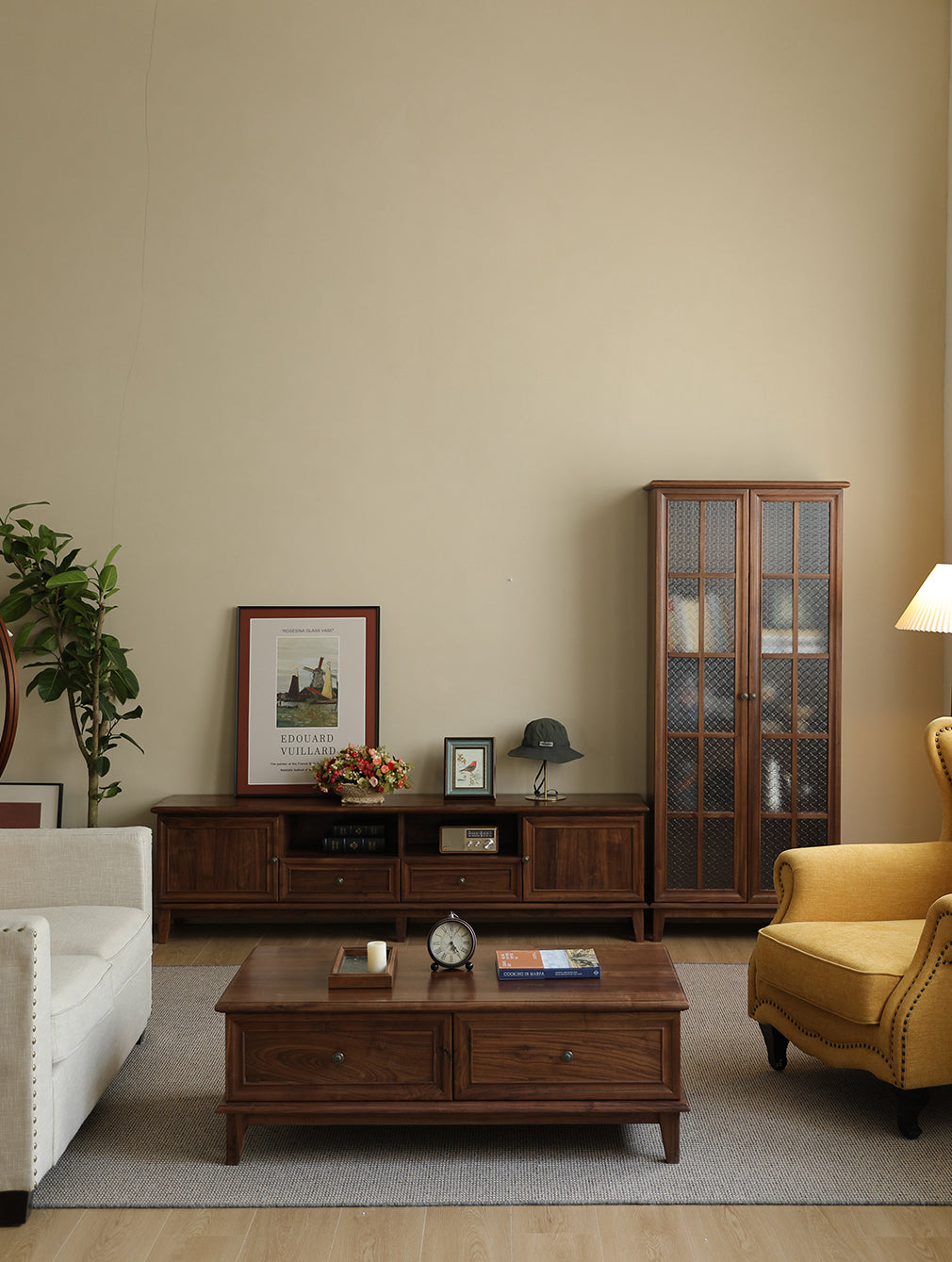 Mazonvintage-Wander American Style Black Walnut Wood TV Stand